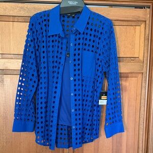 NWT Simply Vera Vera Wang Blue Eyelet Top